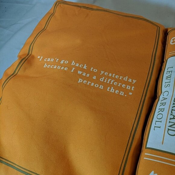 Think Geek Olde Book Pillow Alice’s Adventures in Wonderland Orange Plush - Picture 9 of 12